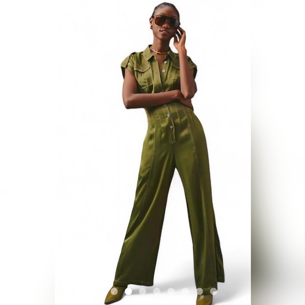 Anthropologie Olive Jumpsuit